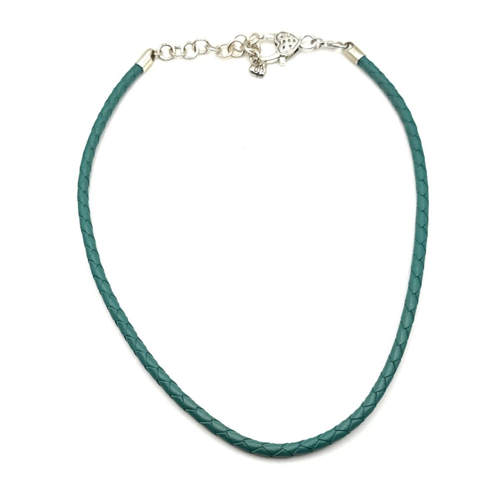 Brighton Turquoise Leather Necklace W/ Non-Brand Heart Clasp 17-19 Inches